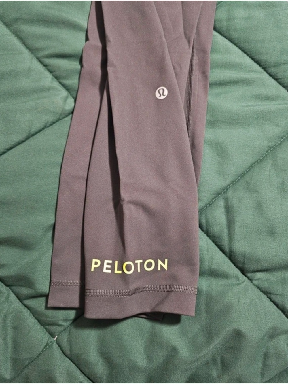 Lululemon Peloton Gray Workout Leggings with Yellow Logo